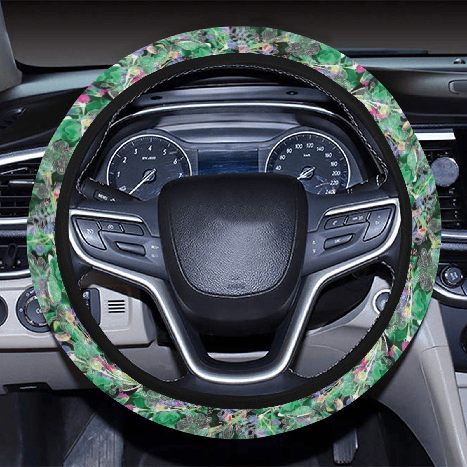Culture in Nature Green Steering Wheel Cover with Elastic Edge