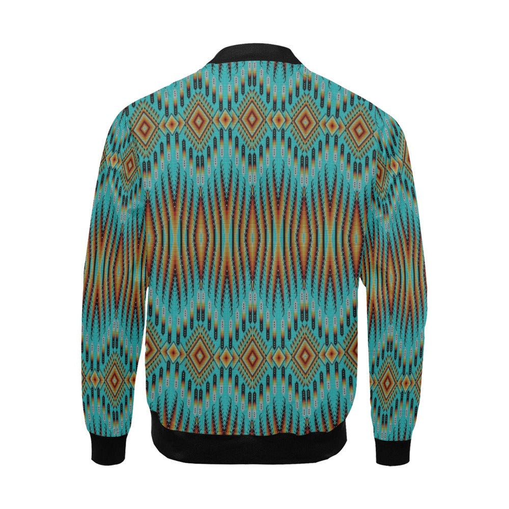 Fire Feather Turquoise All Over Print Bomber Jacket for Men