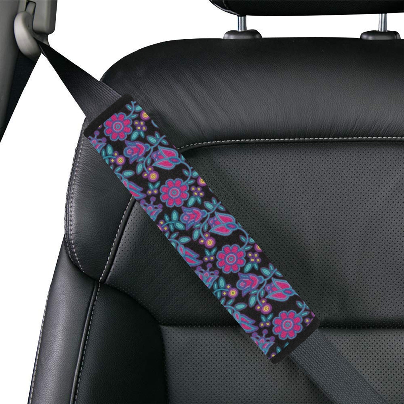 Beaded Nouveau Coal Car Seat Belt Cover 7''x12.6'' (Pack of 2)