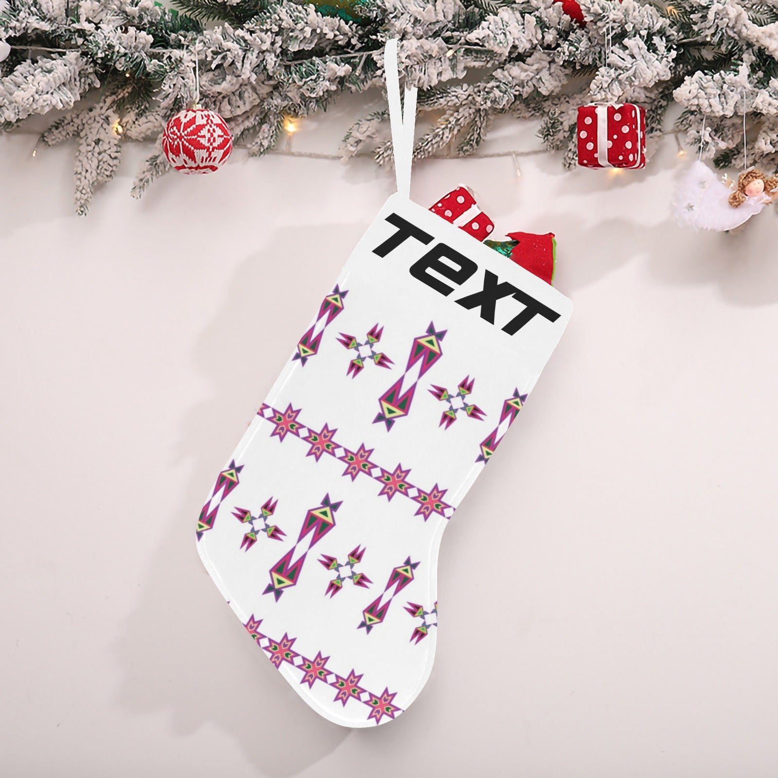 Four Directions Lodge Flurry Christmas Stocking (Custom Text on The Top)