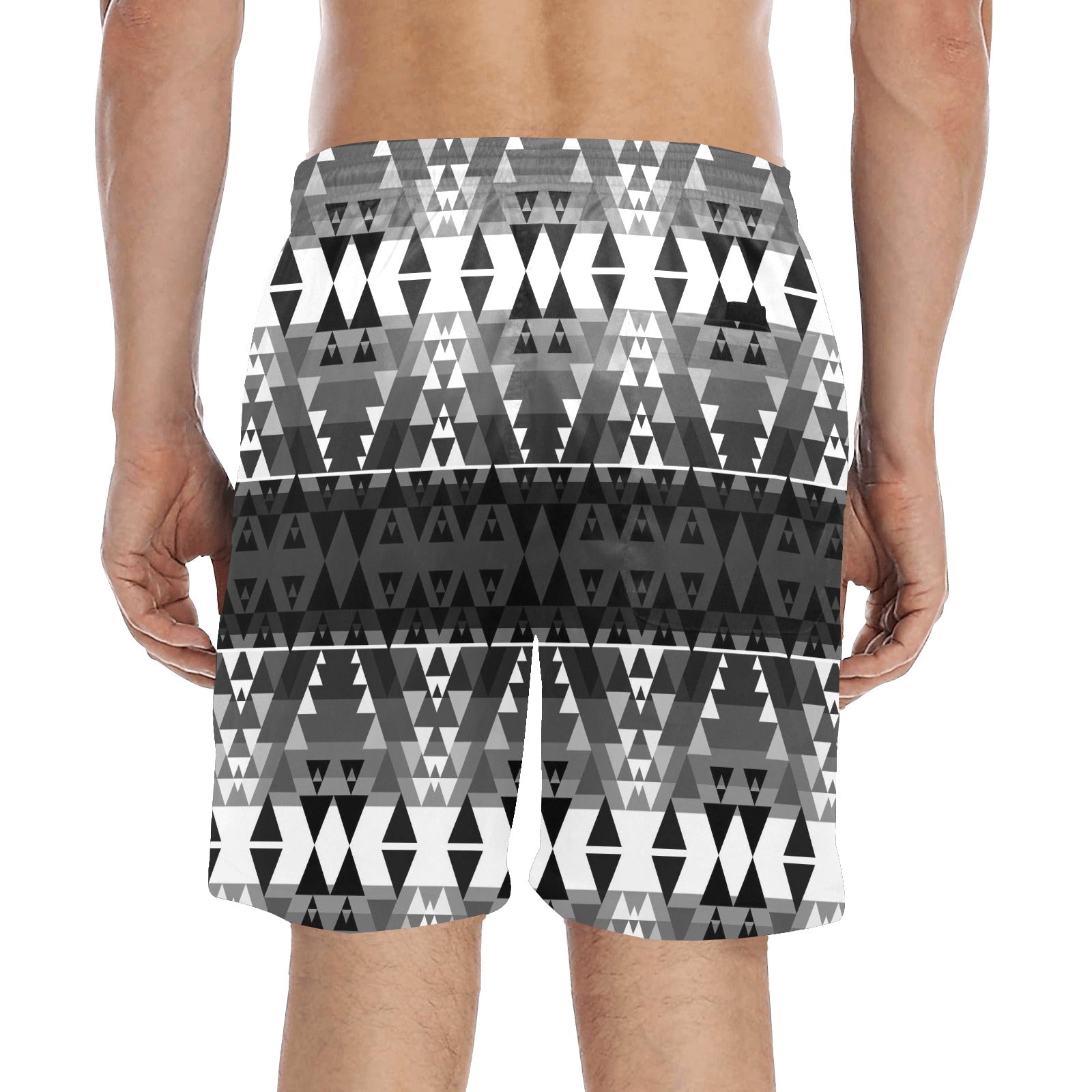 Writing on Stone Black and White Men's Mid-Length Beach Shorts