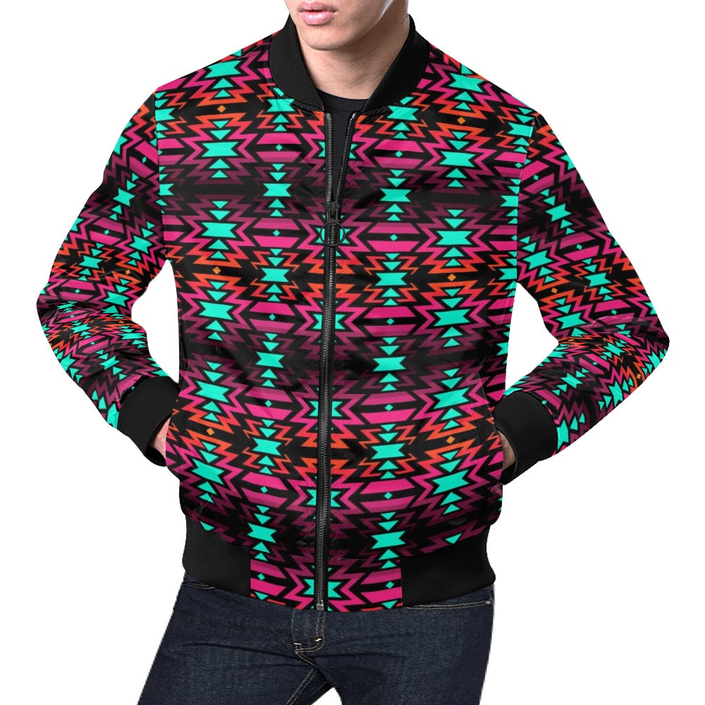 Black Fire and Furious Fuchsia Bomber Jacket for Men
