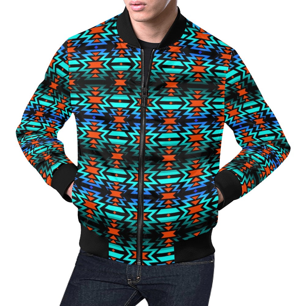 Black Fire and Glowing Meteor Bomber Jacket for Men