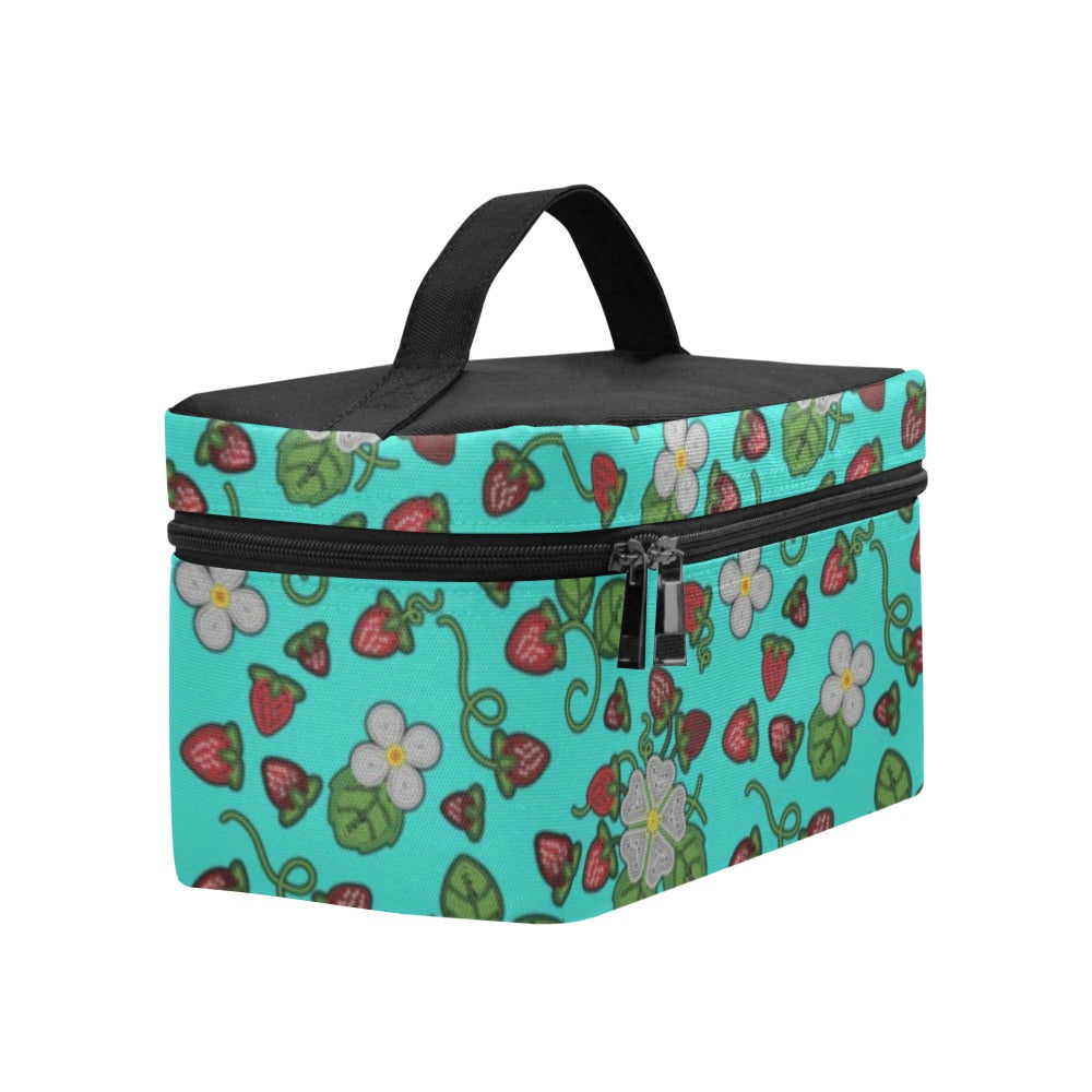 Strawberry Dreams Turquoise Cosmetic Bag/Large