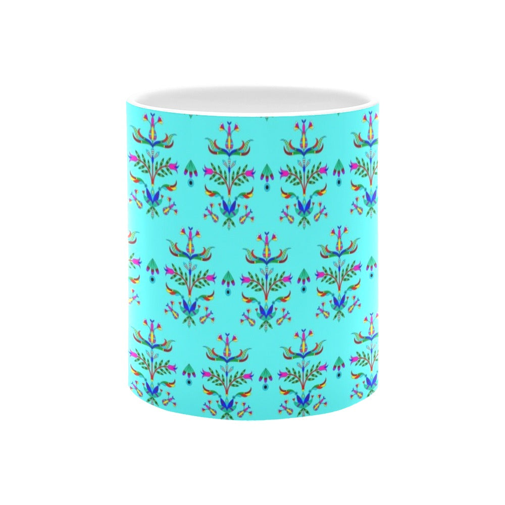 Dakota Damask Turquoise White Mug(11OZ)