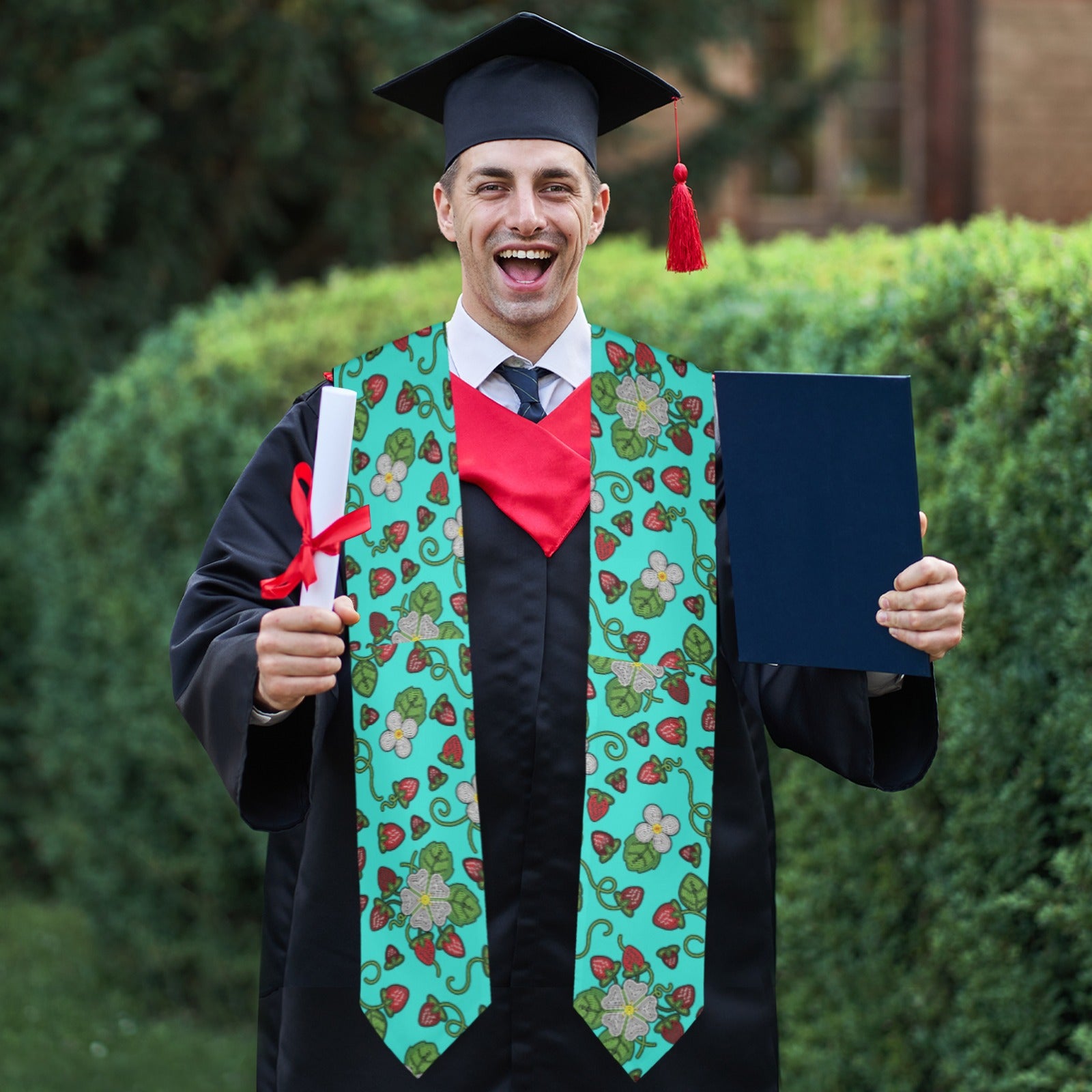 Strawberry Dreams Turquoise Graduation Stole