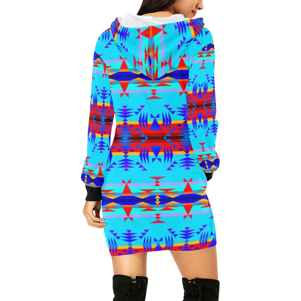 Between the Mountains Blue Hoodie Dress