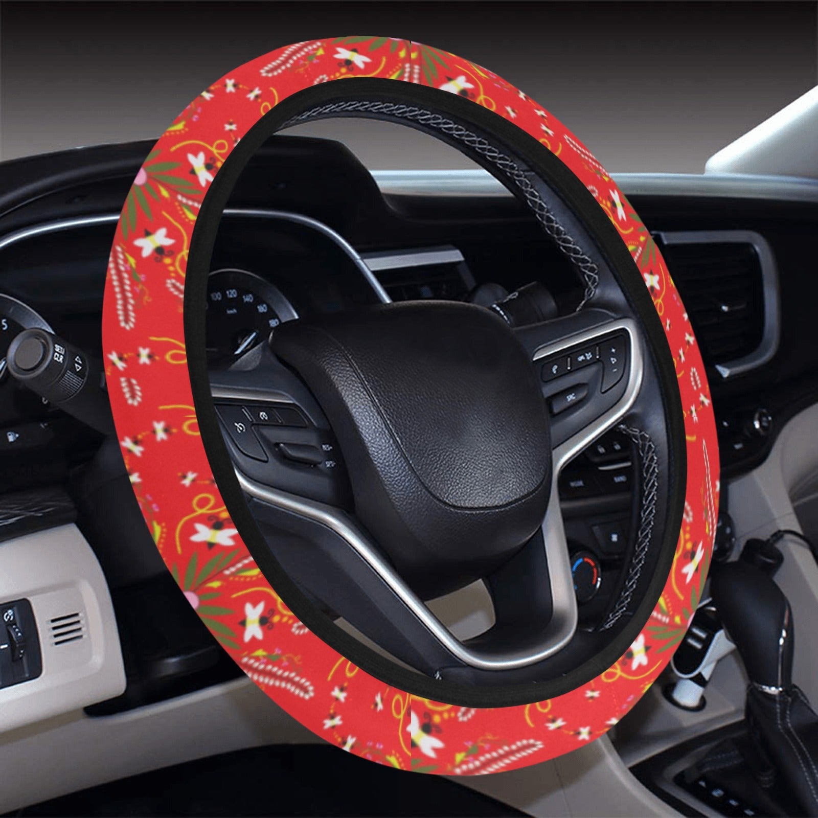 Willow Bee Cardinal Steering Wheel Cover with Elastic Edge