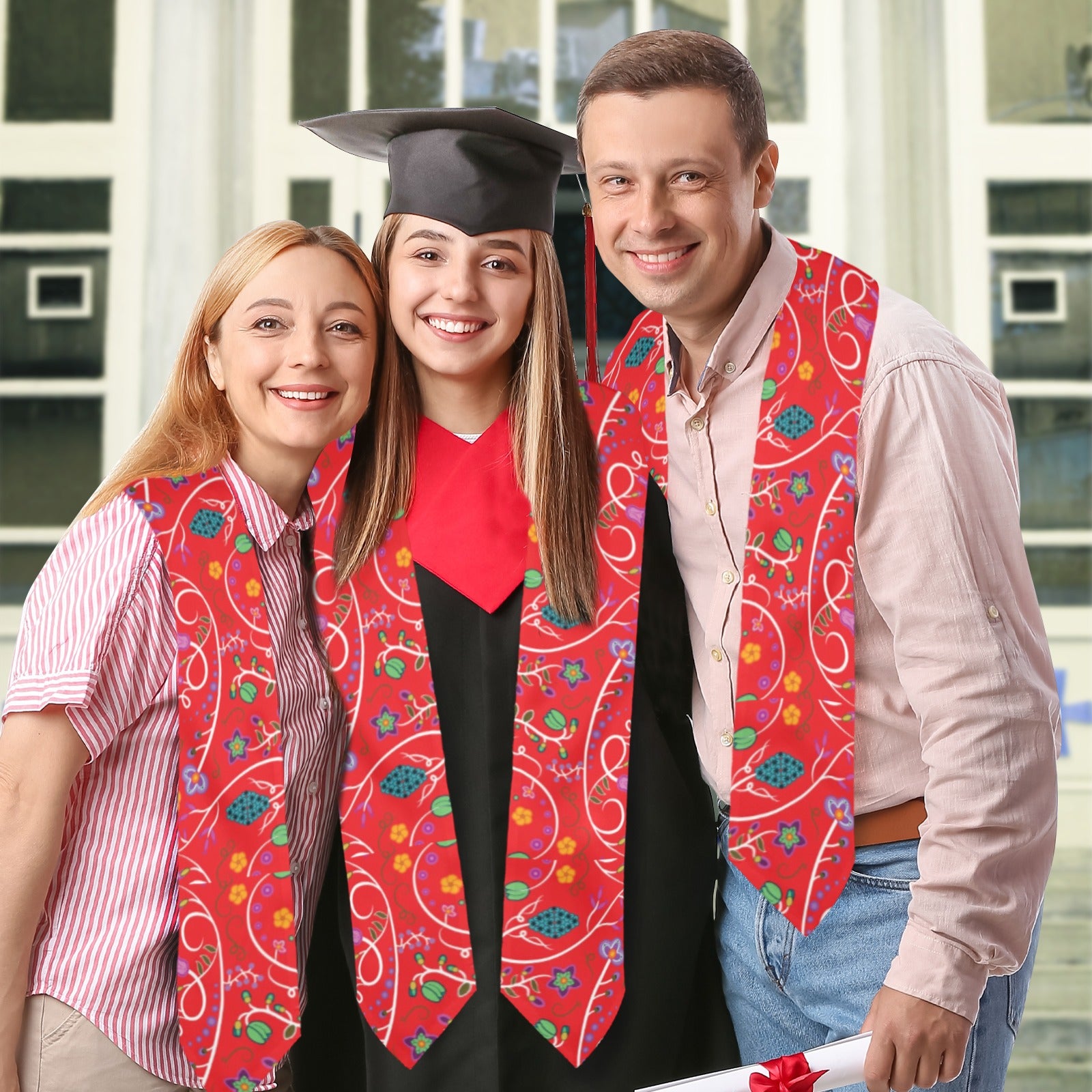 Fresh Fleur Fire Graduation Stole