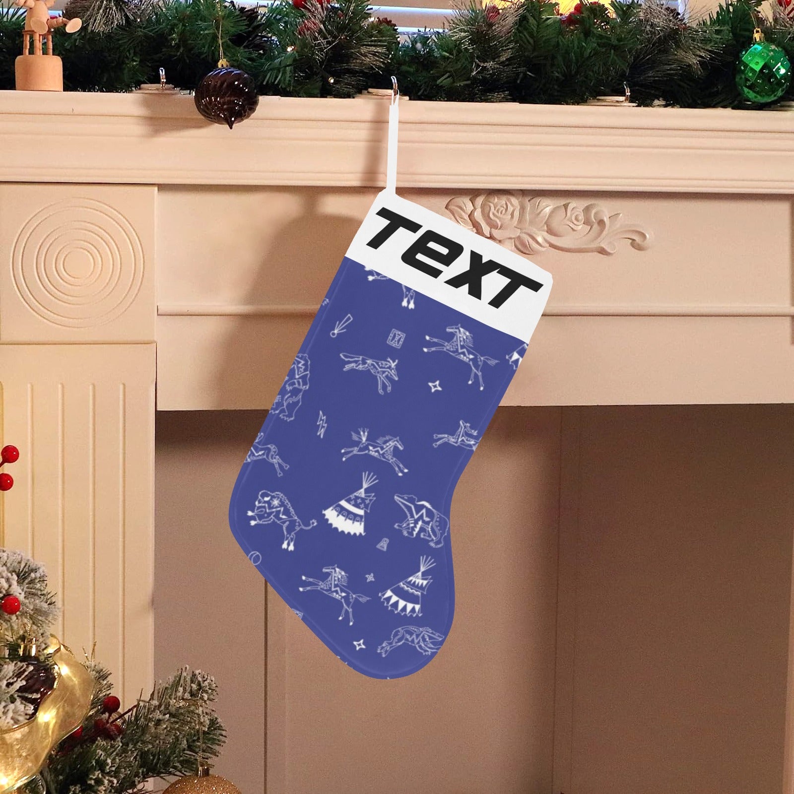 Ledger Dabbles Blue Christmas Stocking (Custom Text on The Top)