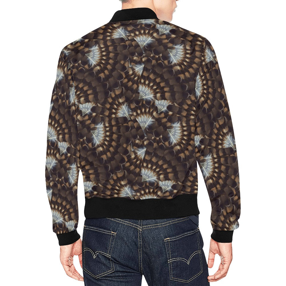 Hawk Feathers All Over Print Bomber Jacket for Men