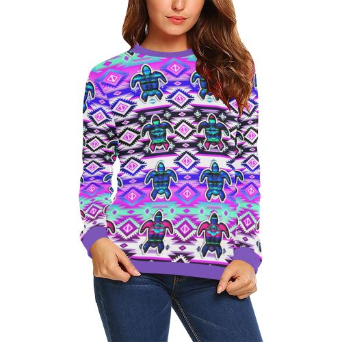 Adobe Dance Turtle All Over Print Crewneck Sweatshirt for Women (Model H18) Crewneck Sweatshirt for Women (H18) e-joyer 