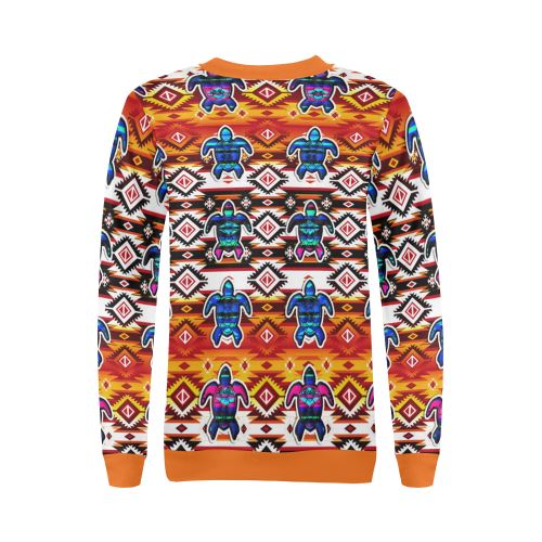 Adobe Fire Turtle All Over Print Crewneck Sweatshirt for Women (Model H18) Crewneck Sweatshirt for Women (H18) e-joyer 