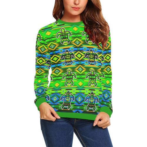 Adobe Nature Turtle All Over Print Crewneck Sweatshirt for Women (Model H18) Crewneck Sweatshirt for Women (H18) e-joyer 