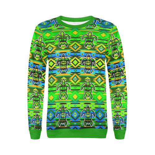 Adobe-Nature-Turtle All Over Print Crewneck Sweatshirt for Women (Model H18) Crewneck Sweatshirt for Women (H18) e-joyer 