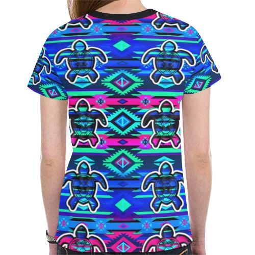 Adobe Sunset Turtle New All Over Print T-shirt for Women (Model T45) New All Over Print T-shirt for Women (T45) e-joyer 
