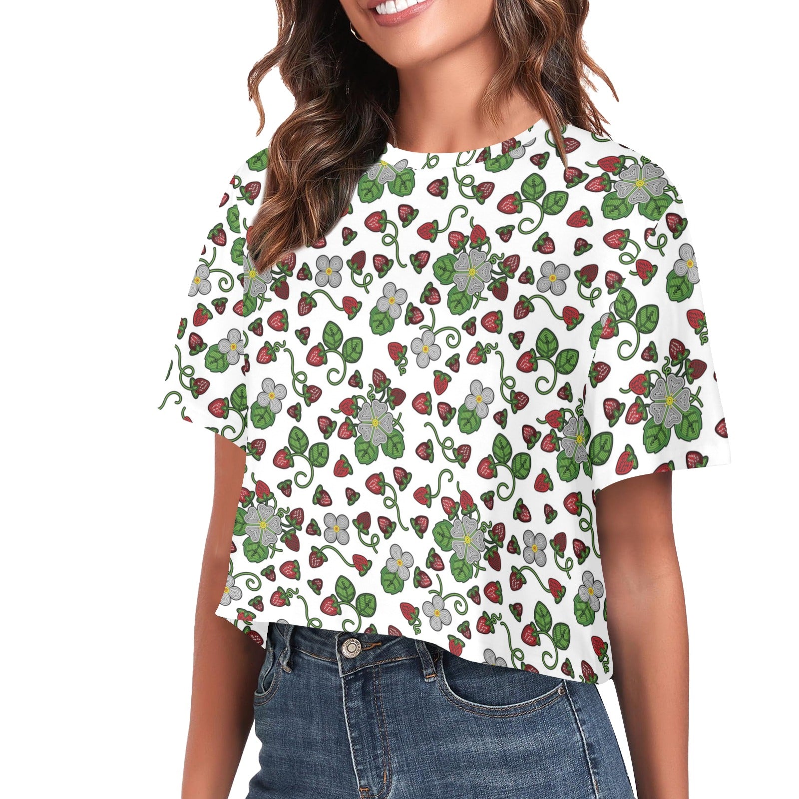 Strawberry Dreams White Women's Cropped T-shirt