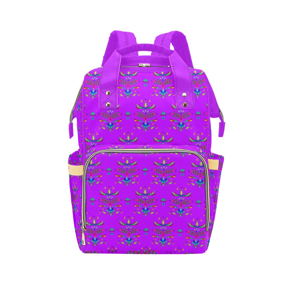 Dakota Damask Purple Multi-Function Diaper Backpack/Diaper Bag