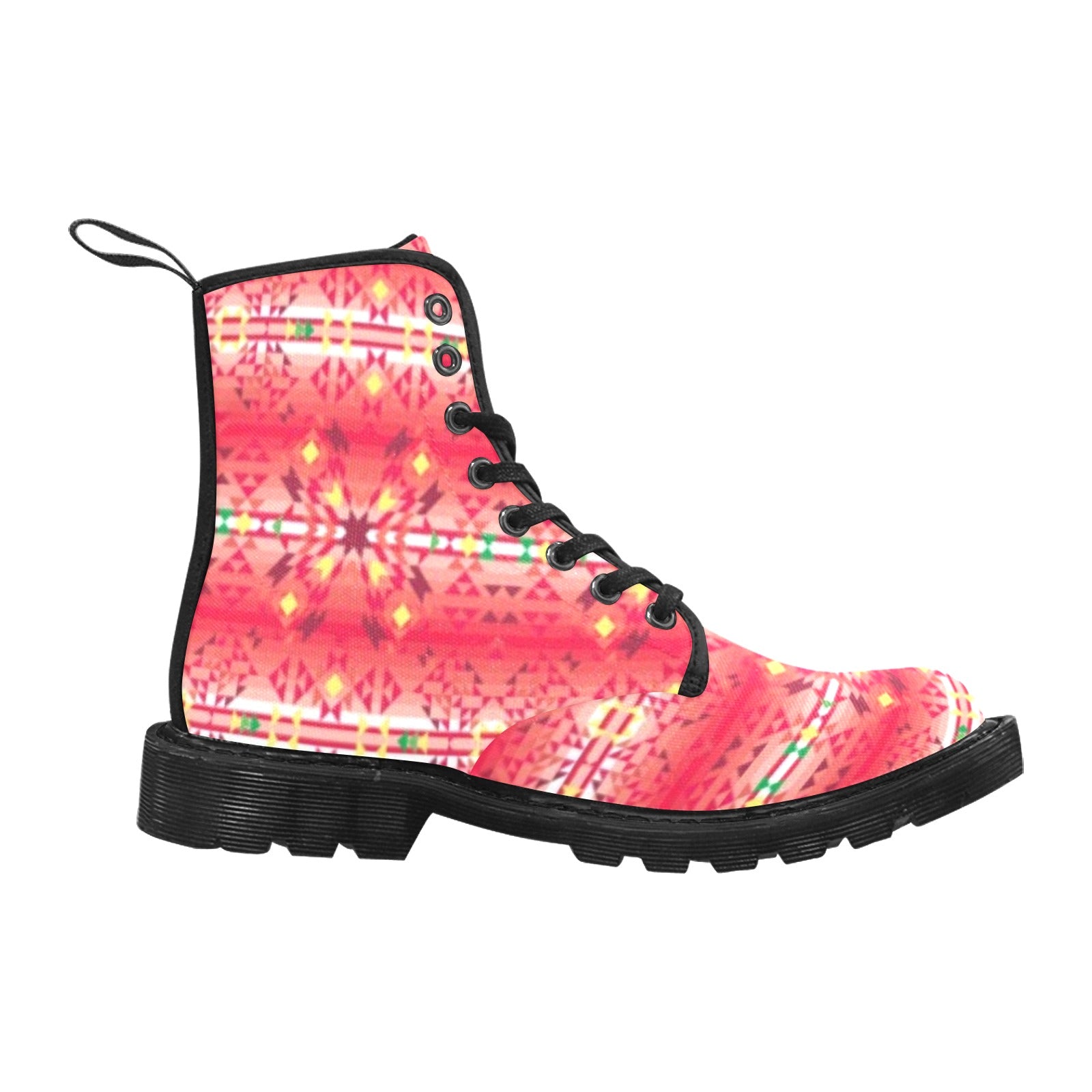Red Pink Star Boots for Men (Black)