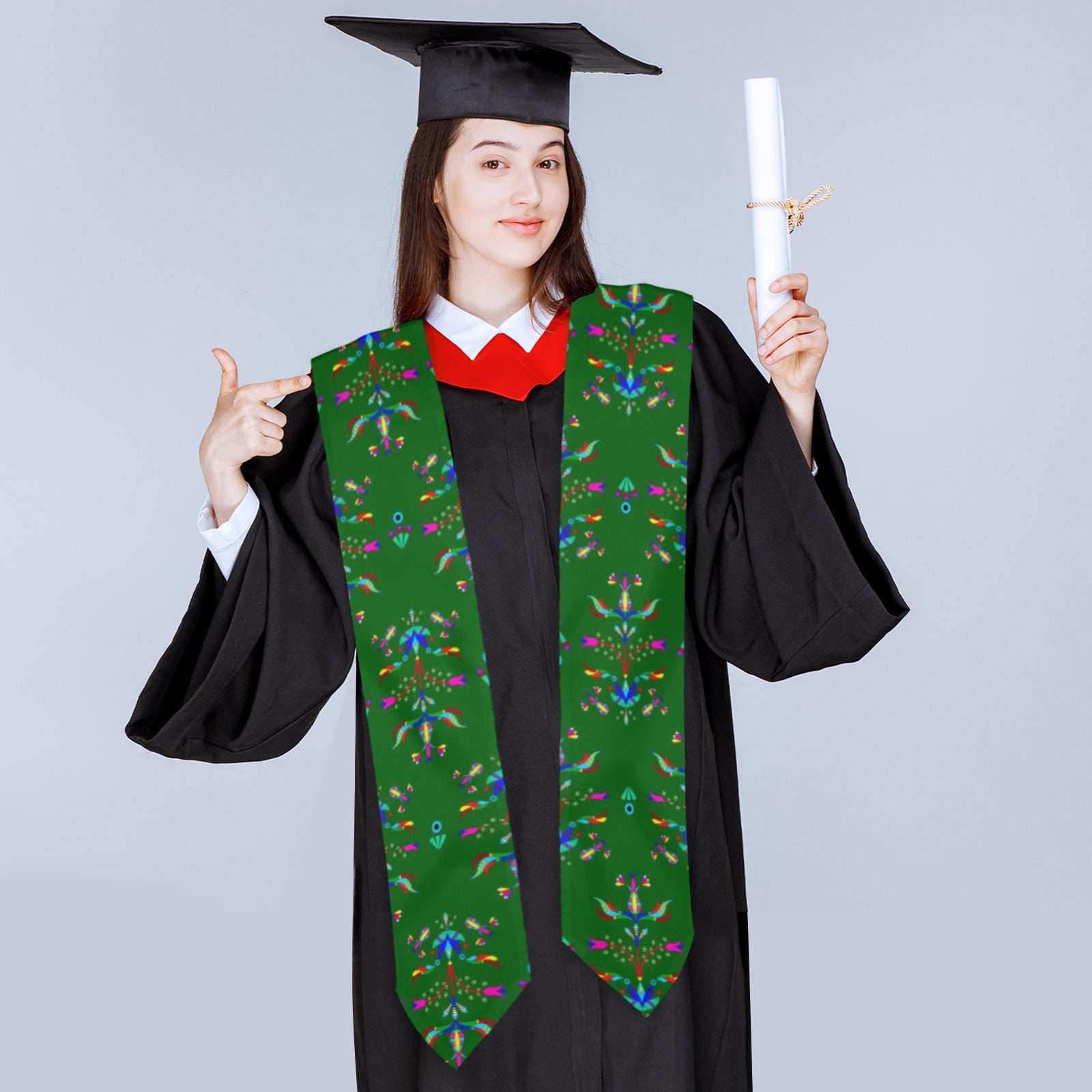 Dakota Damask Green Graduation Stole