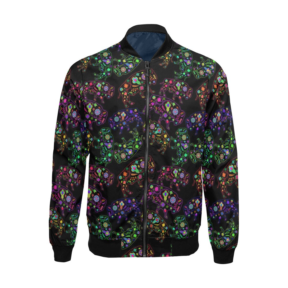 Neon Floral Buffalos Bomber Jacket for Men