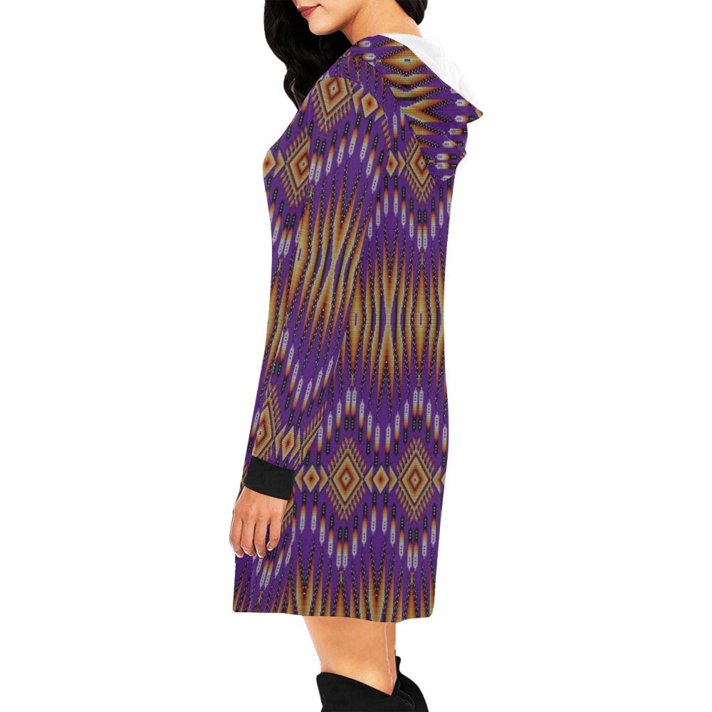 Fire Feather Purple Hoodie Dress