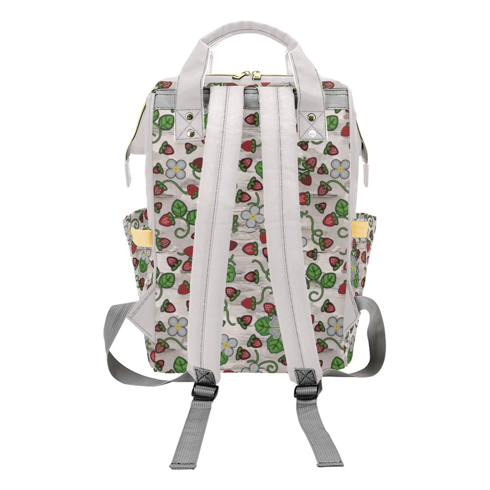 Strawberry Dreams Bright Birch Multi-Function Diaper Backpack/Diaper Bag