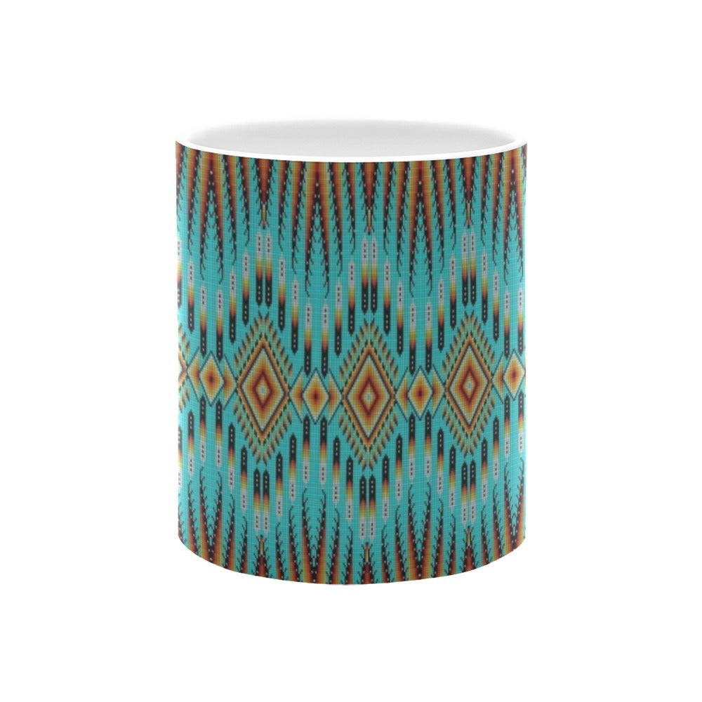 Fire Feather Turquoise White Mug(11OZ)