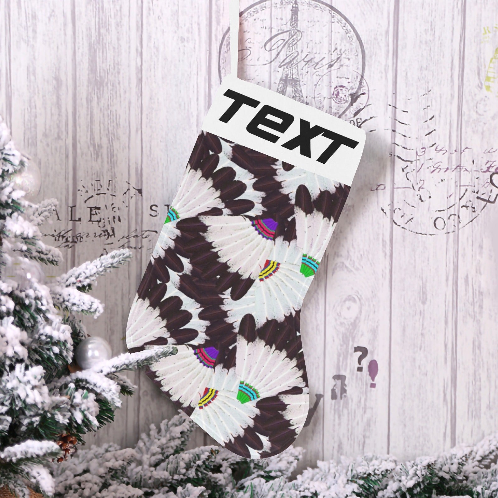 Eagle Feather Fans Christmas Stocking (Custom Text on The Top)