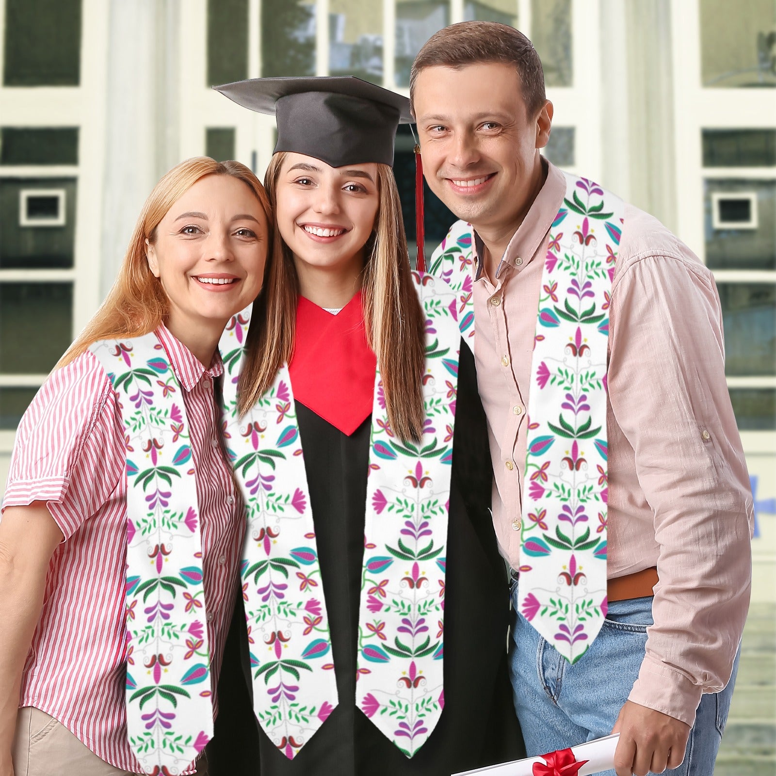 Quilled Divine White Graduation Stole