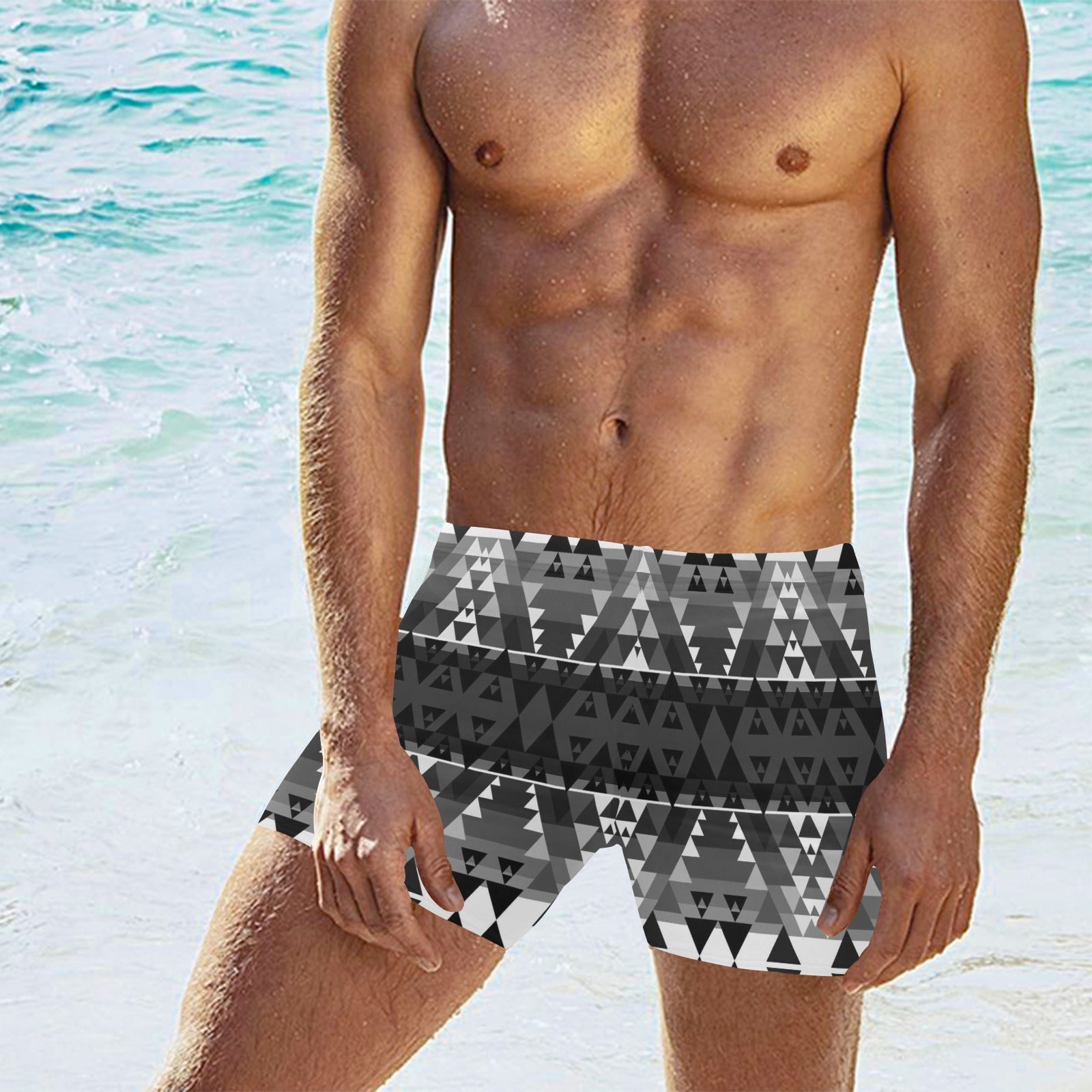 Writing on Stone Black and White Men's Swimming Trunks