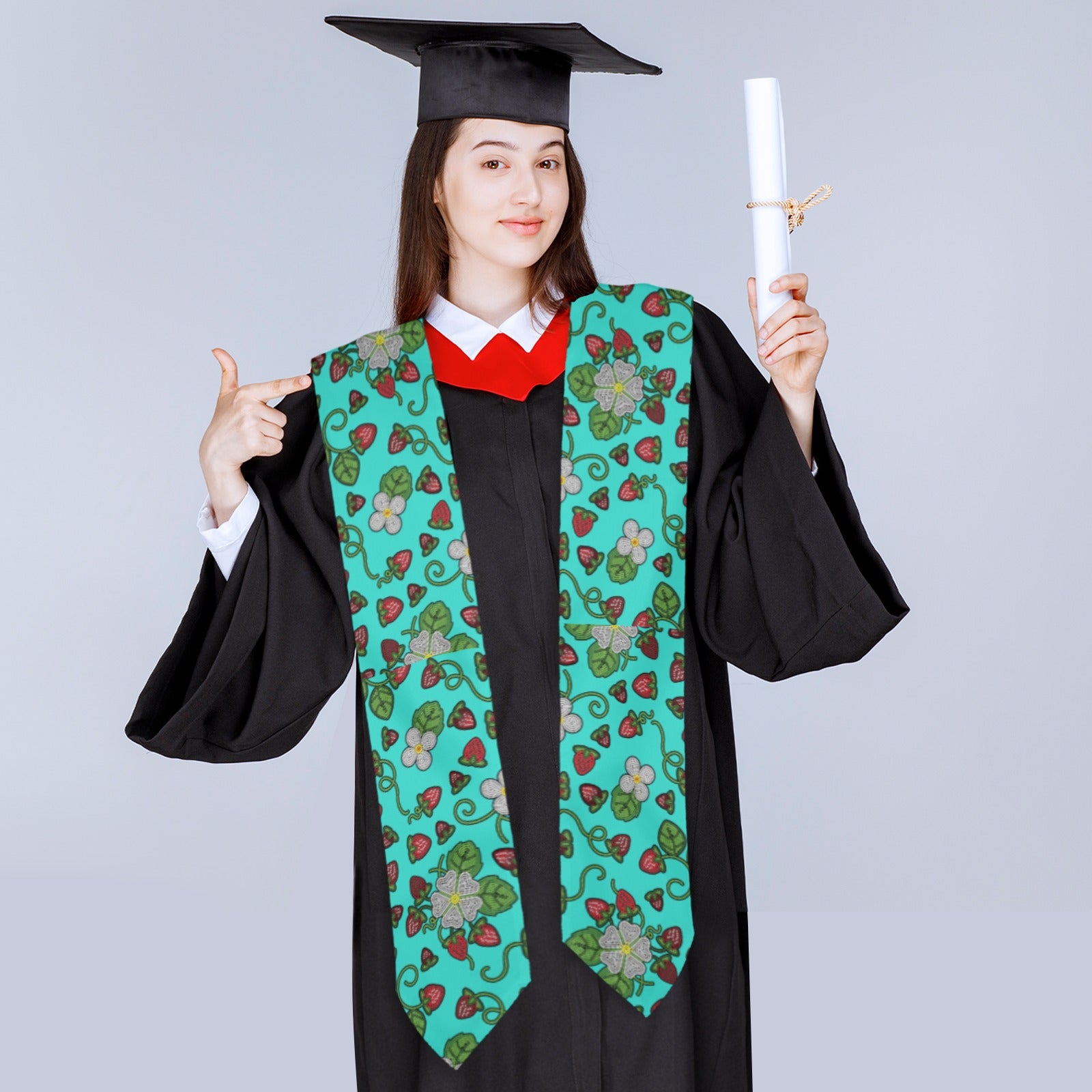 Strawberry Dreams Turquoise Graduation Stole