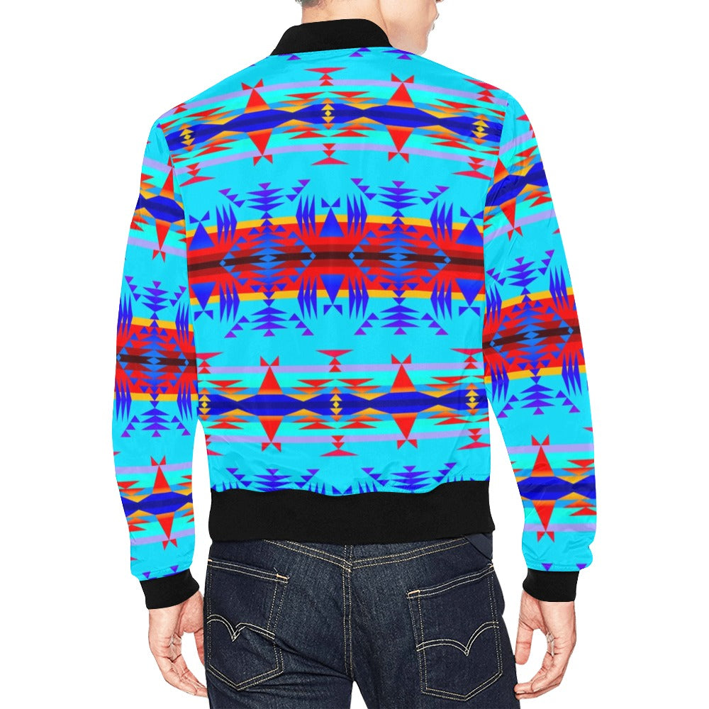 Between the Mountains Blue Bomber Jacket for Men