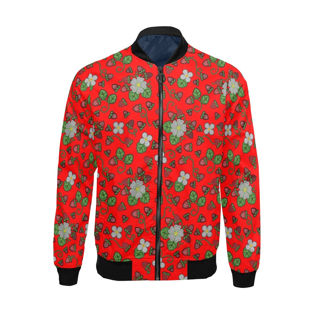Strawberry Dreams Fire All Over Print Bomber Jacket for Men