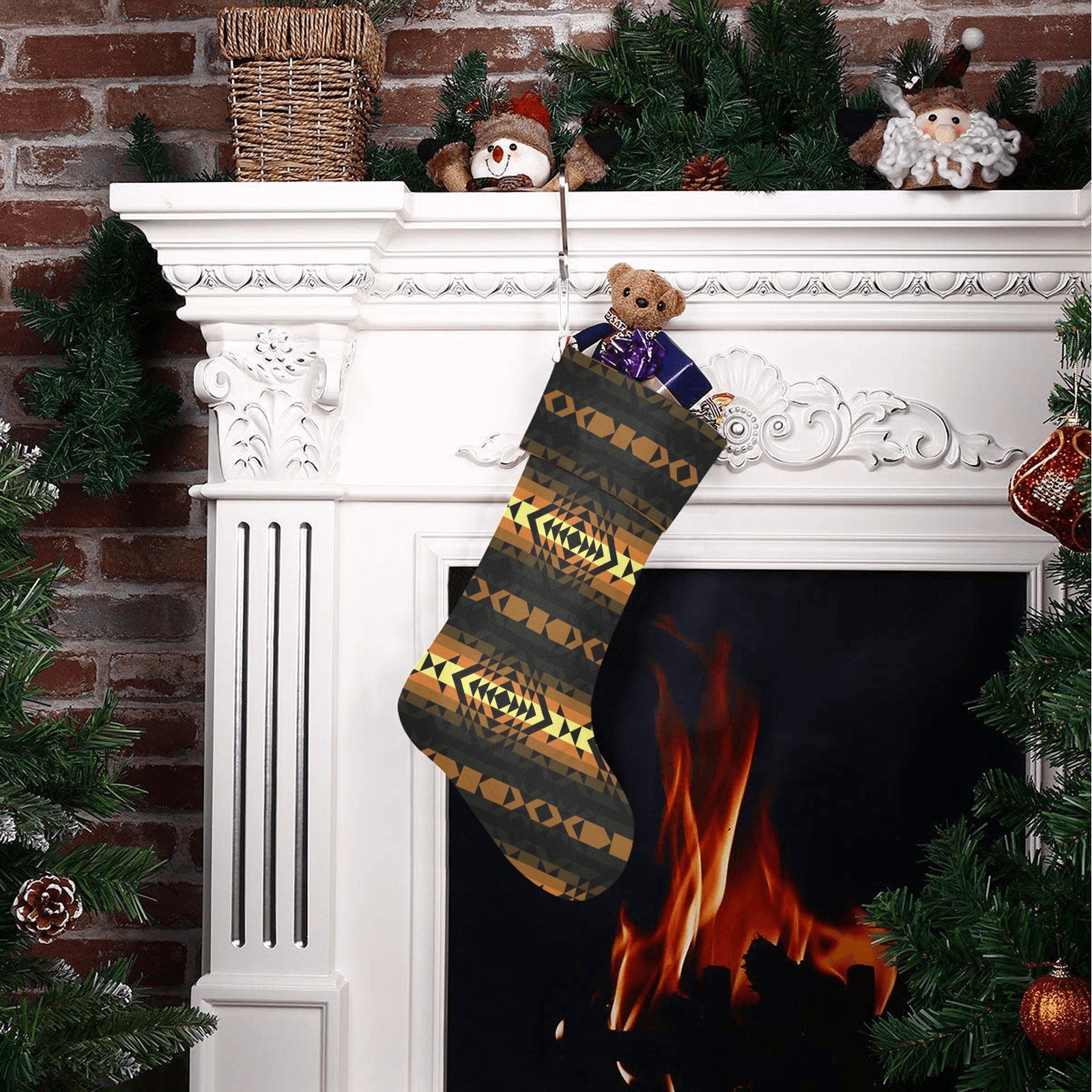 Black Rose Spring Canyon Tan Christmas Stocking