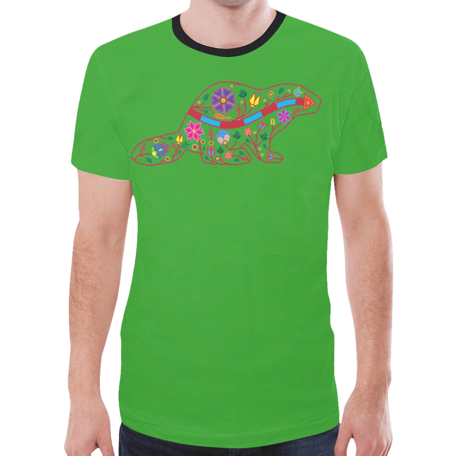 Floral Beaver Spirit Guide (Green) T-shirt for Men