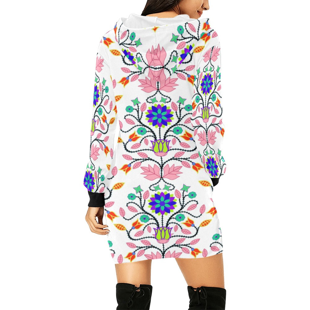 Floral Beadwork Four Clans White Hoodie Dress