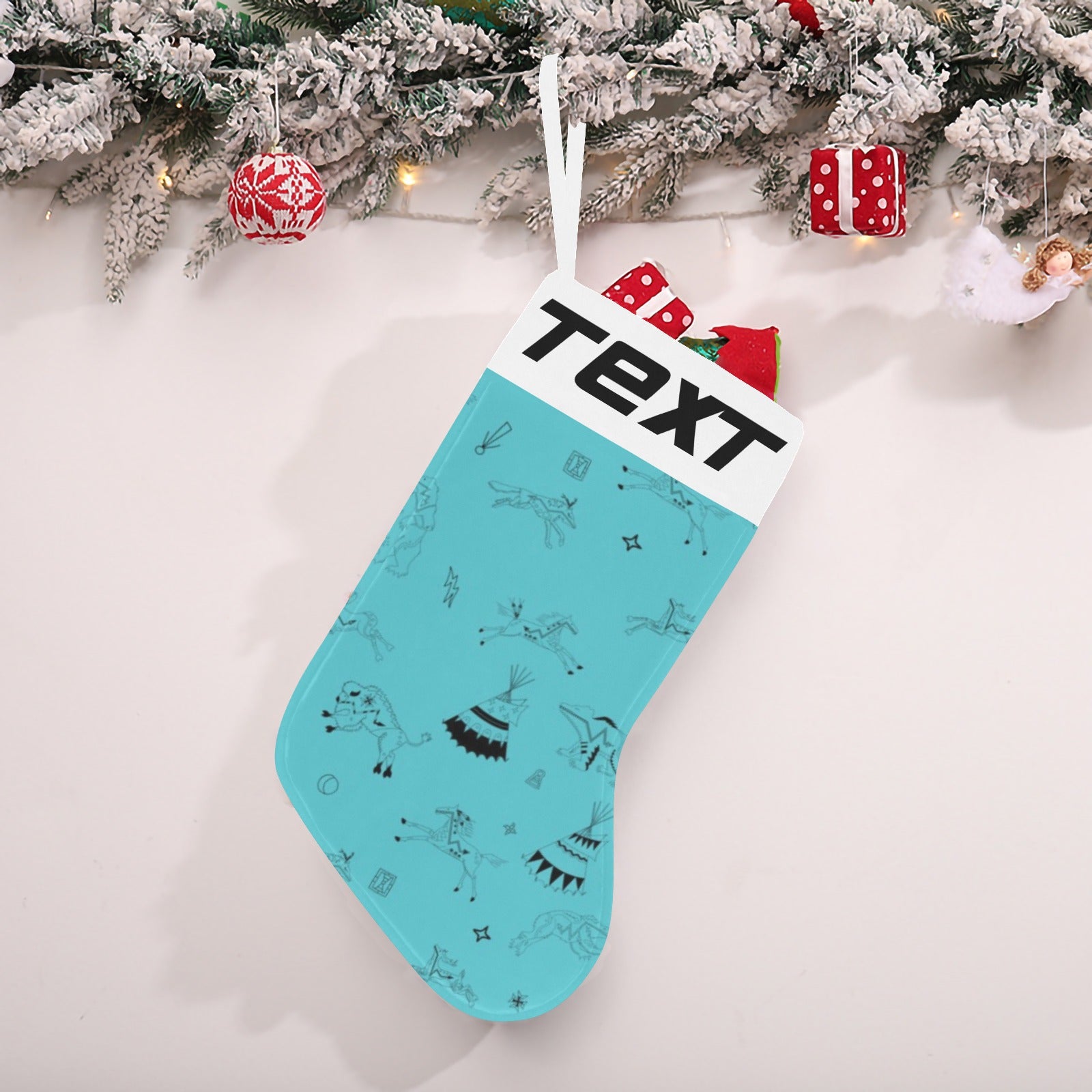 Ledger Dabbles Torquoise Christmas Stocking (Custom Text on The Top)
