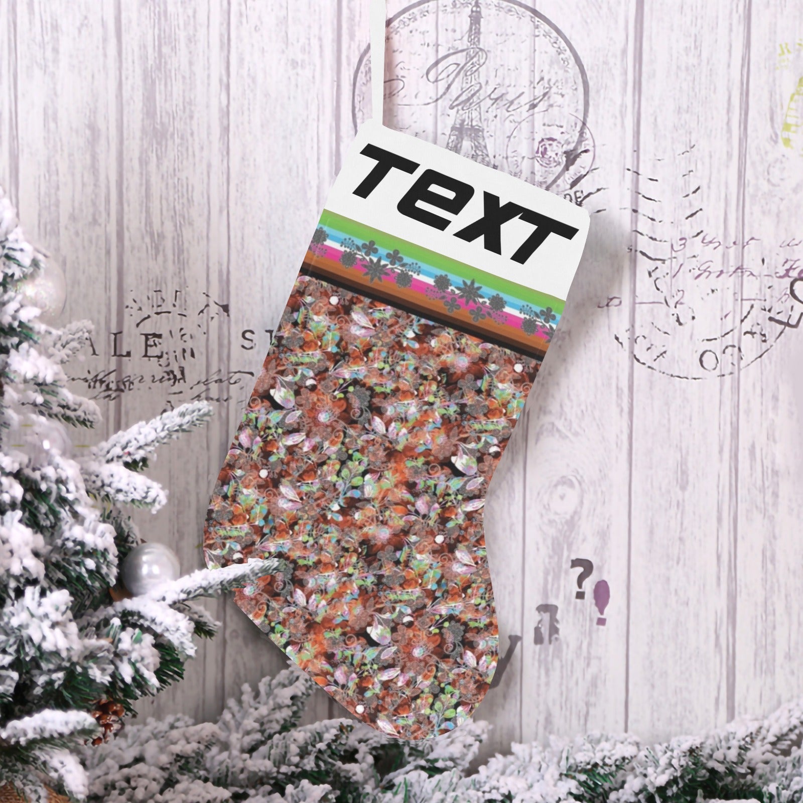 Culture in Nature Orange Christmas Stocking (Custom Text on The Top)