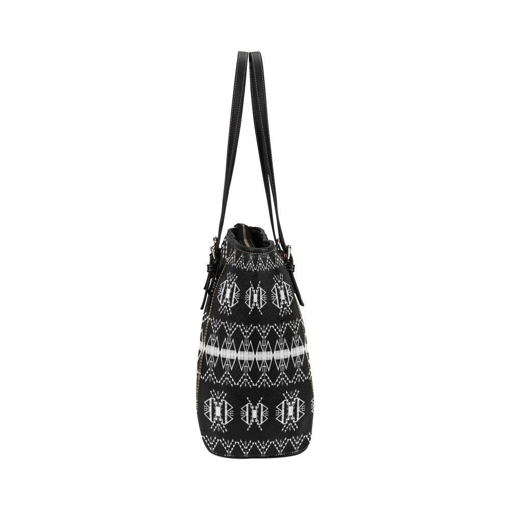 Sacred Trust Black Leather Tote Bag/Large