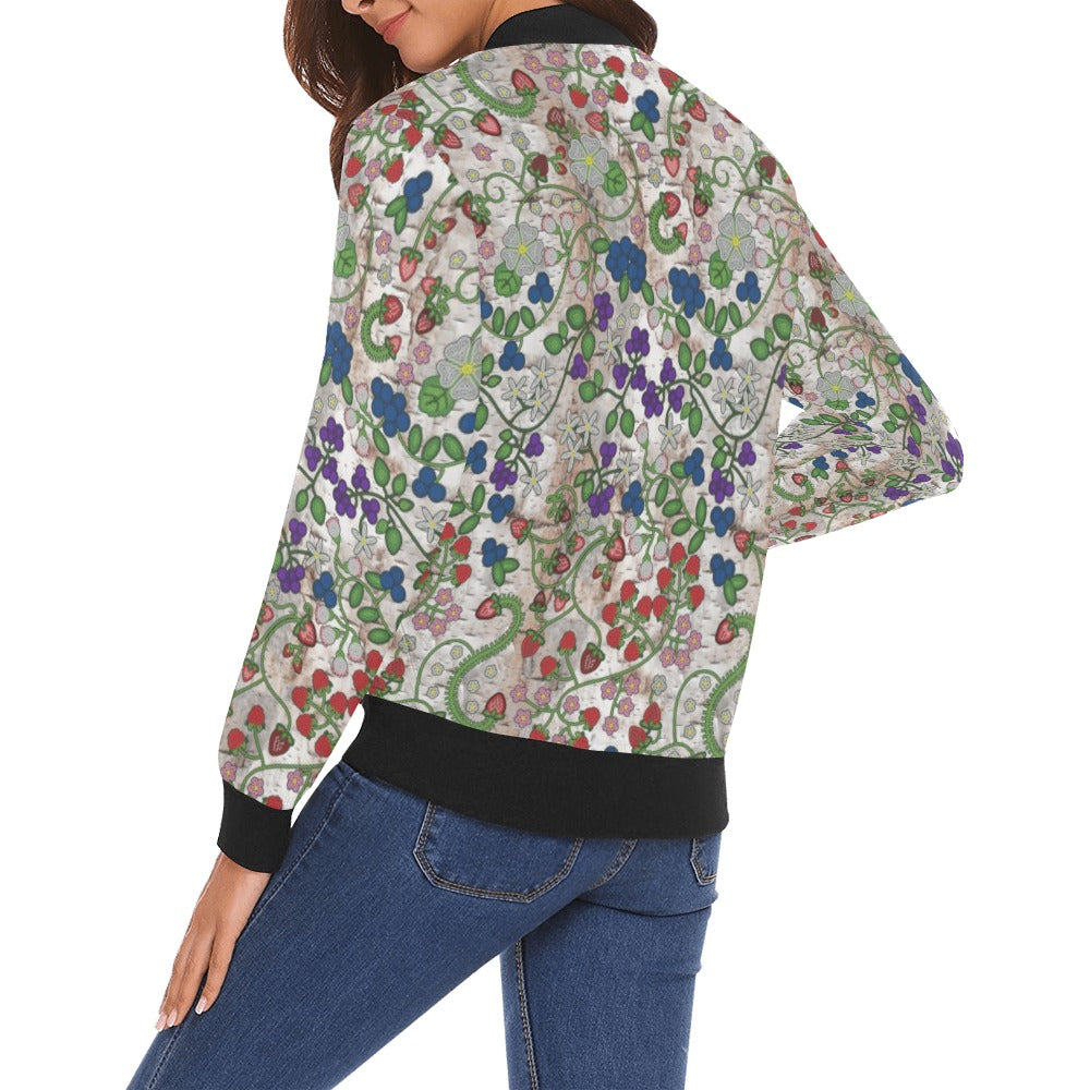 Grandmother Stories Br Bark All Over Print Bomber Jacket for Women