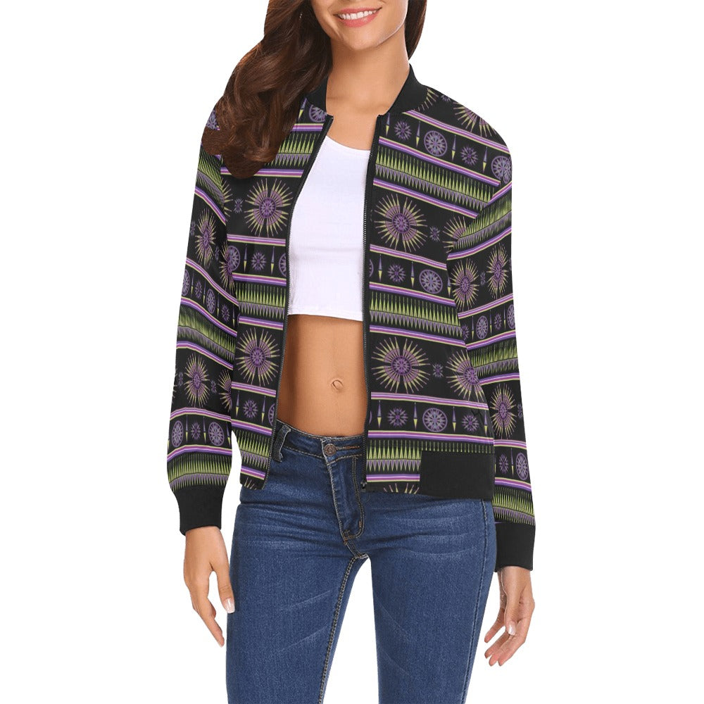 Evening Feather Wheel Bomber Jacket for Women