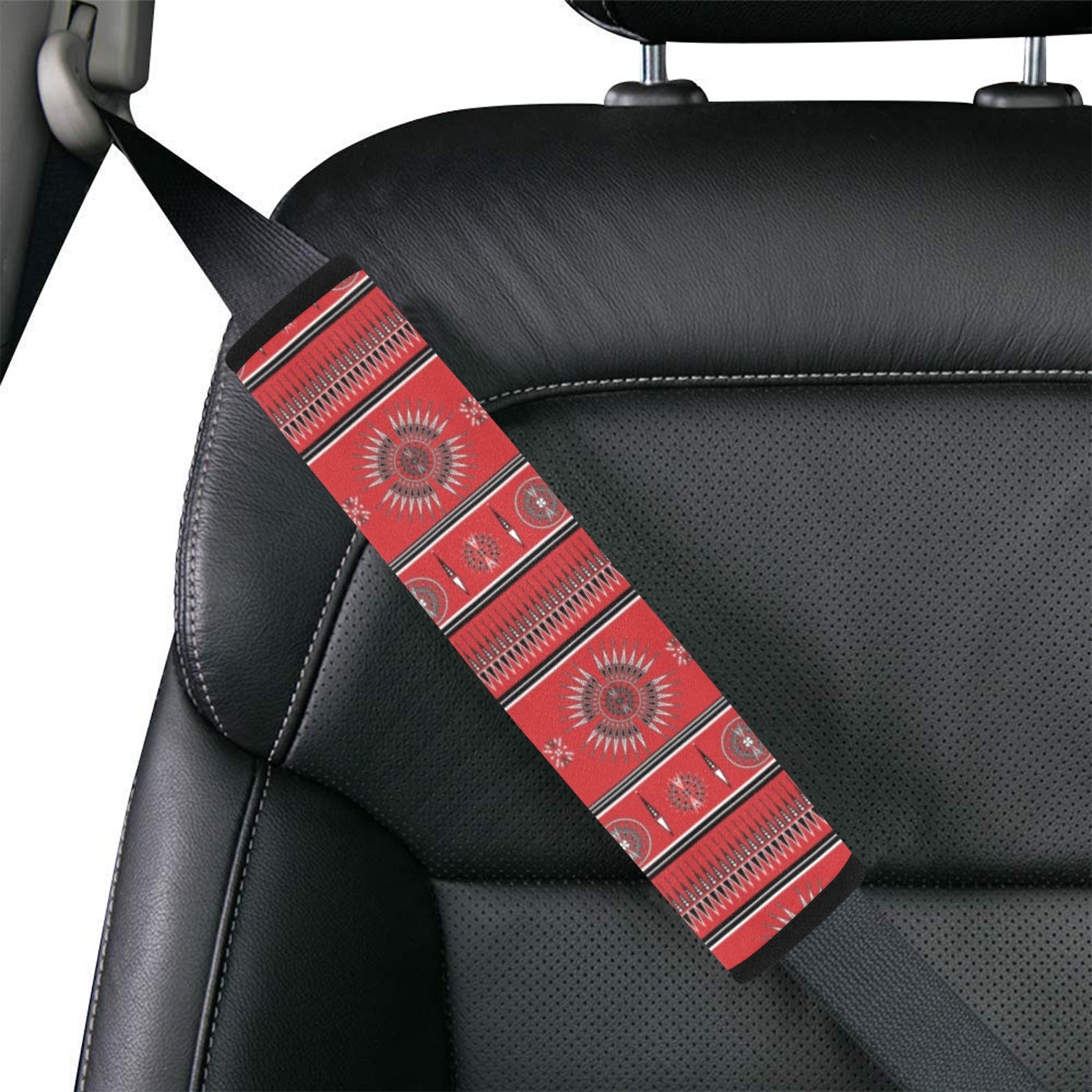 Evening Feather Wheel Blush Car Seat Belt Cover 7''x12.6'' (Pack of 2)