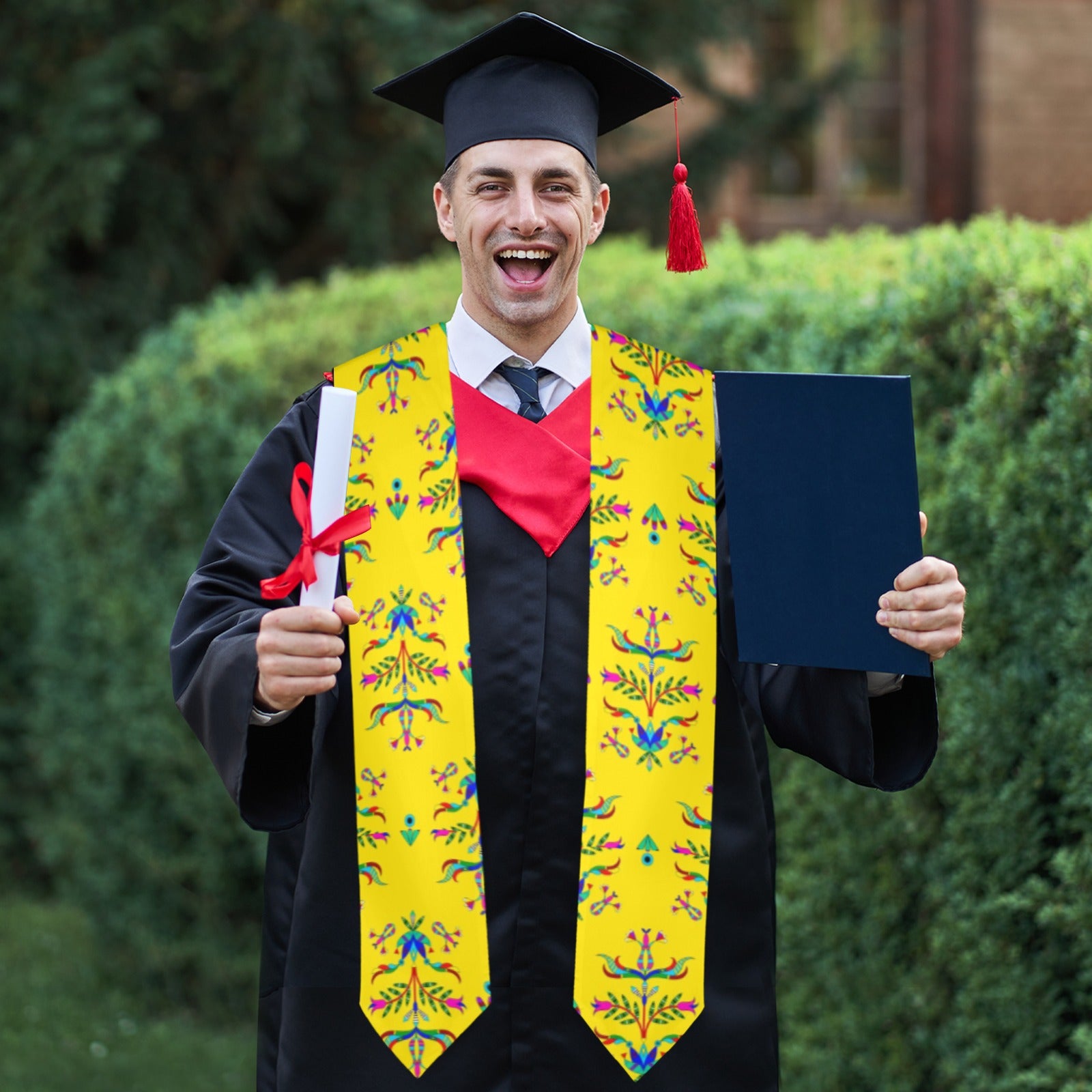 Dakota Damask Yellow Graduation Stole