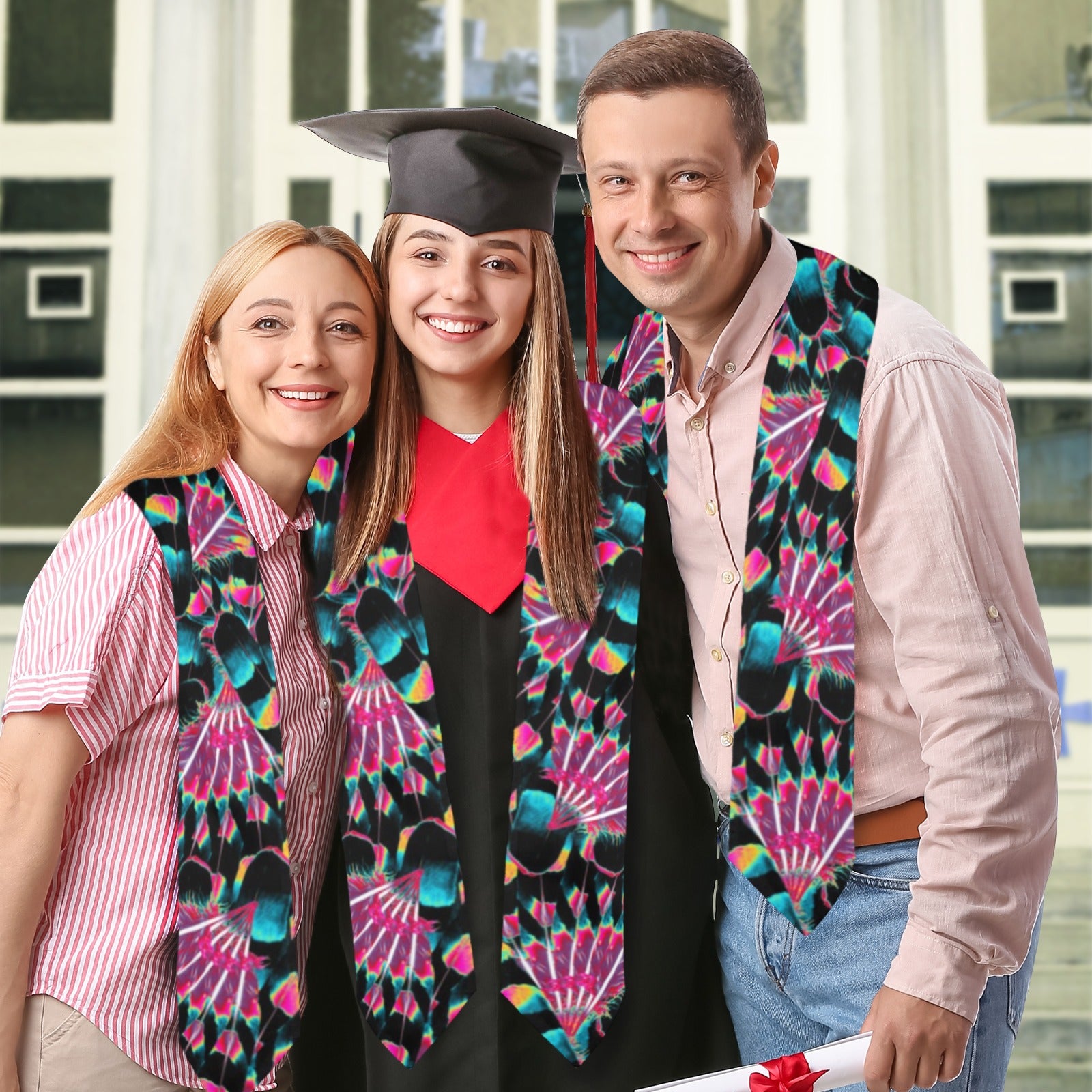 Hawk Feathers Heat Map Graduation Stole