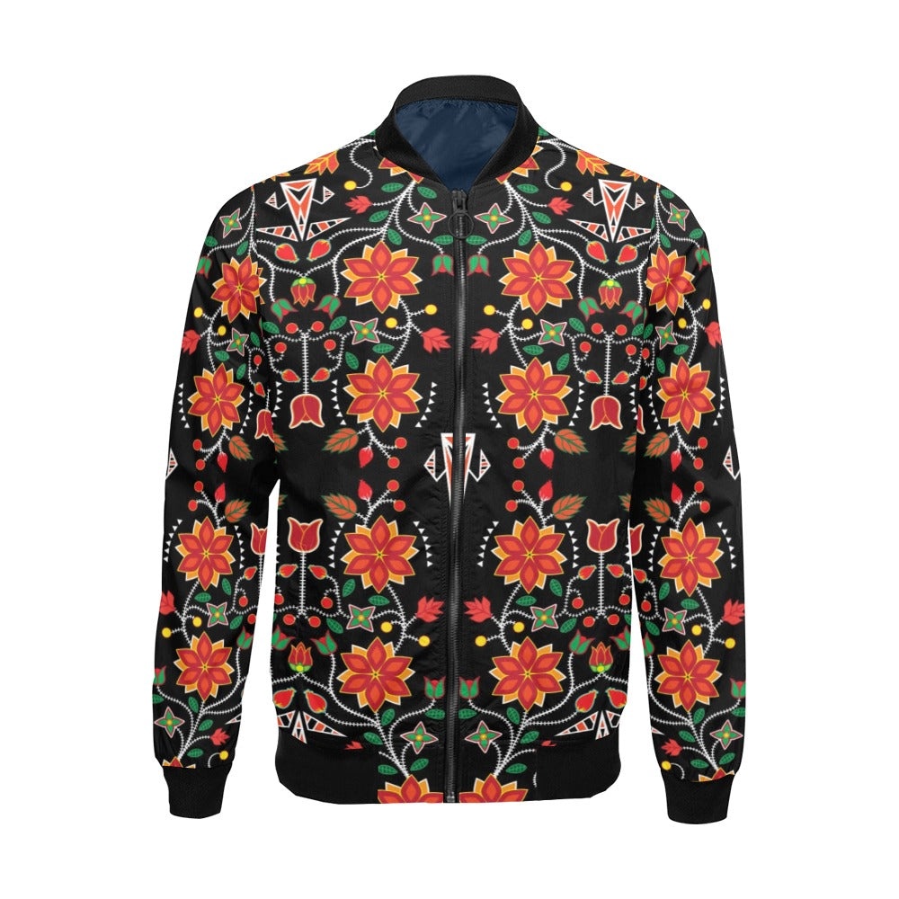 Floral Beadwork Six Bands Bomber Jacket for Men