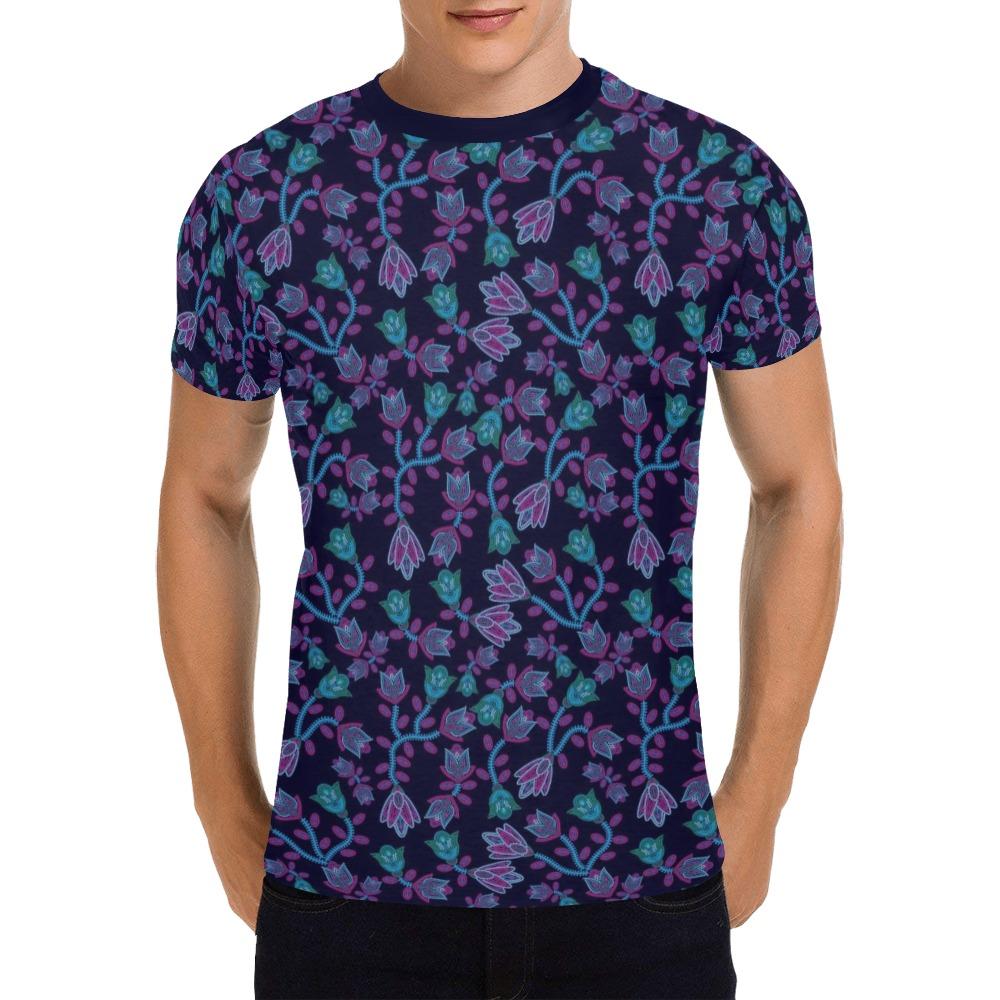Beaded Blue Nouveau All Over Print T-Shirt for Men (USA Size) (Model T40) All Over Print T-Shirt for Men (T40) e-joyer 