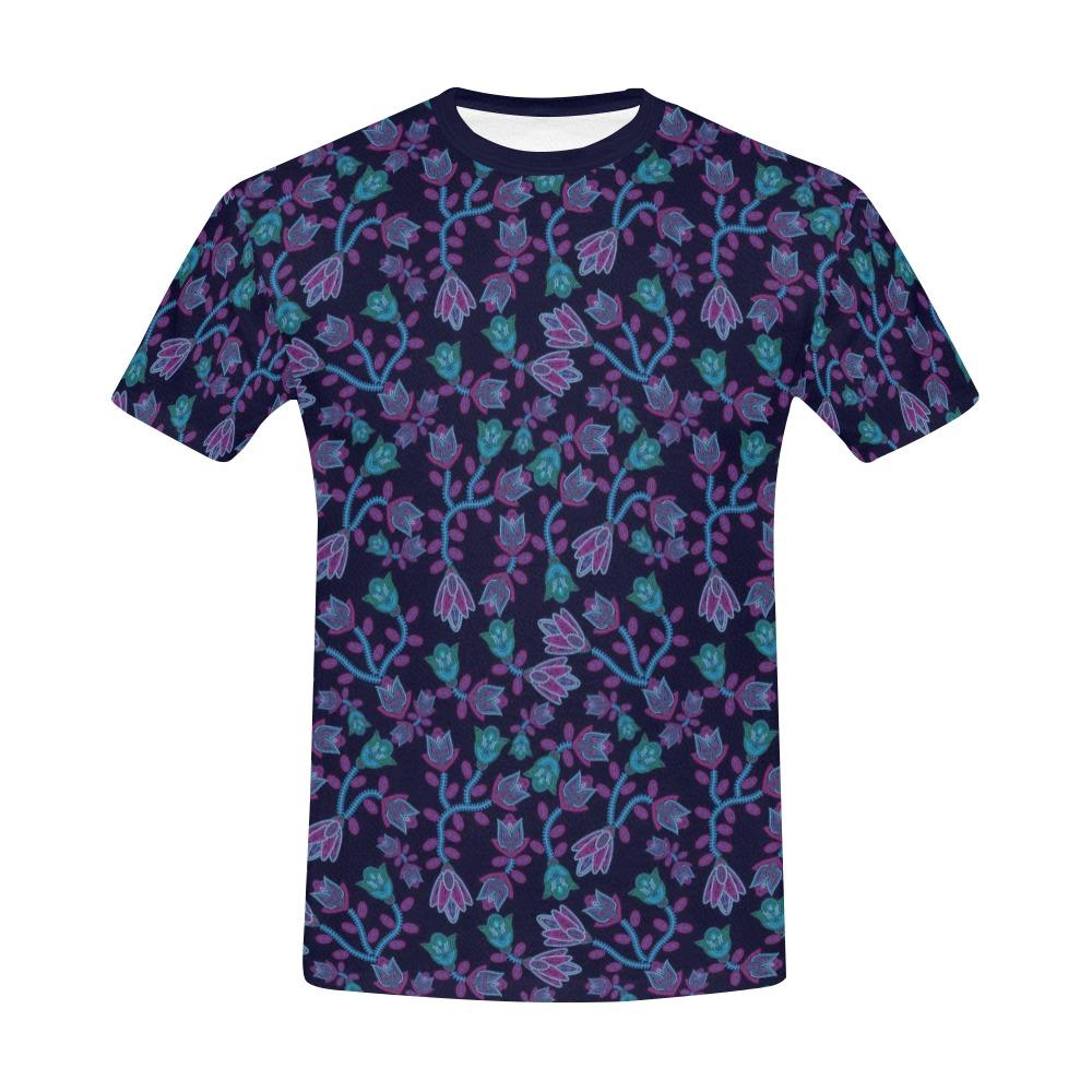 Beaded Blue Nouveau All Over Print T-Shirt for Men (USA Size) (Model T40) All Over Print T-Shirt for Men (T40) e-joyer 