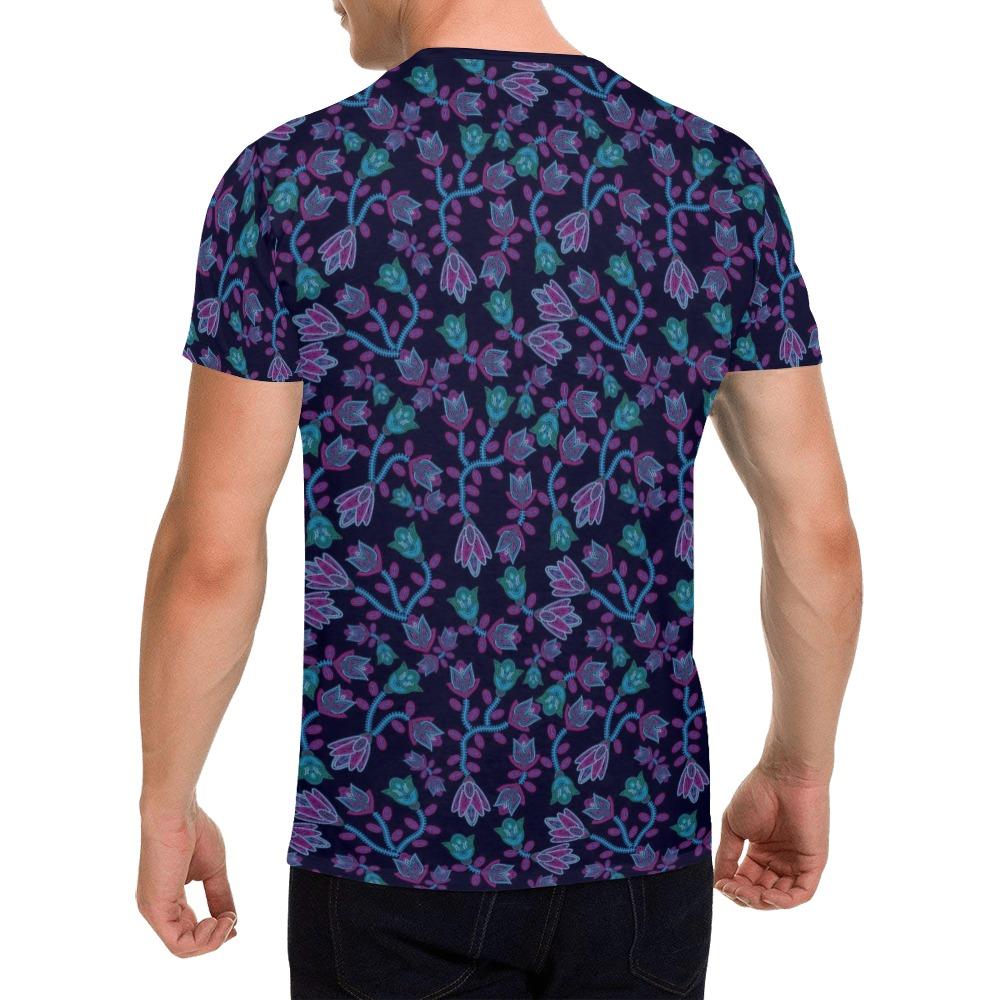 Beaded Blue Nouveau All Over Print T-Shirt for Men (USA Size) (Model T40) All Over Print T-Shirt for Men (T40) e-joyer 