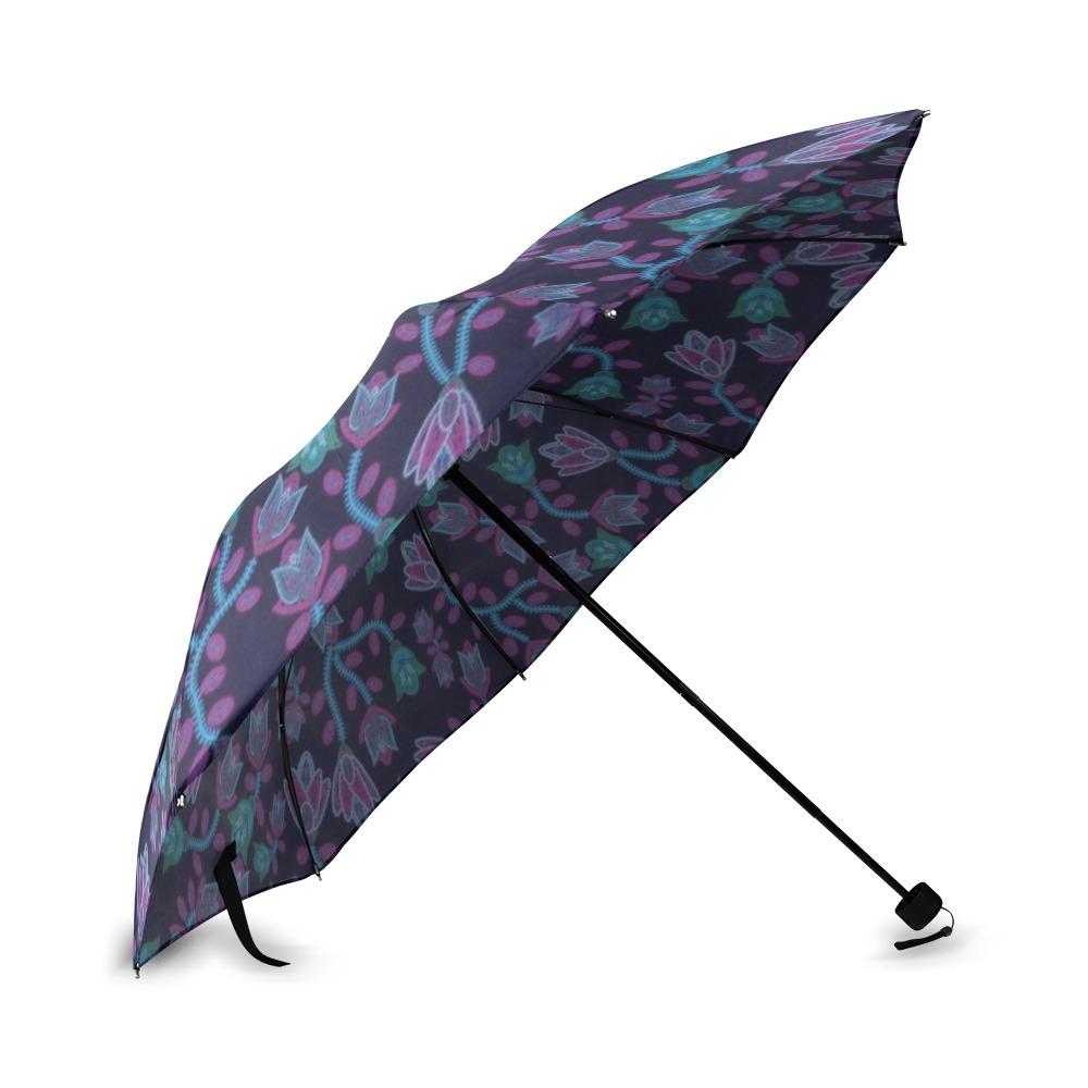 Beaded Blue Nouveau Foldable Umbrella (Model U01) Foldable Umbrella e-joyer 